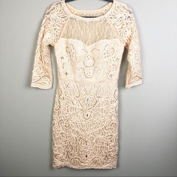 SUE WONG NOCTURNE | Lace Embellished Dress 3/4 Sleeves - Picture 1 of 11